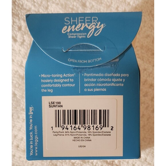 Leggs Sheer Energy Size Q+ Suntan Control Top Cool Comfort Medium Leg Support - Picture 4 of 5